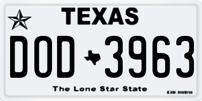 TX license plate DOD3963