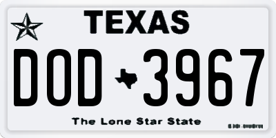 TX license plate DOD3967