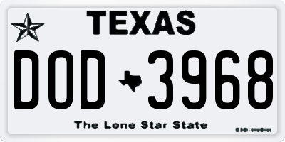 TX license plate DOD3968
