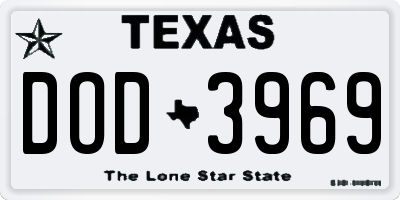 TX license plate DOD3969