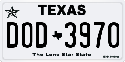 TX license plate DOD3970