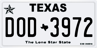 TX license plate DOD3972