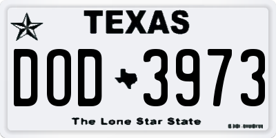 TX license plate DOD3973