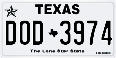 TX license plate DOD3974