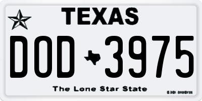 TX license plate DOD3975