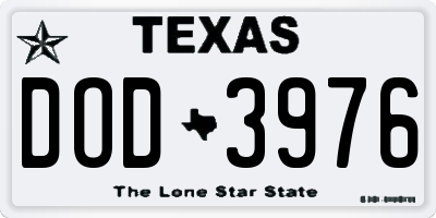 TX license plate DOD3976