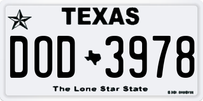 TX license plate DOD3978