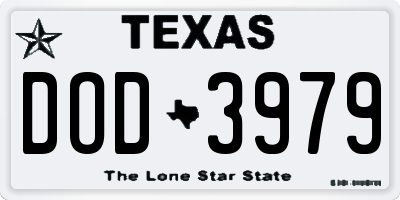 TX license plate DOD3979