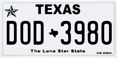 TX license plate DOD3980