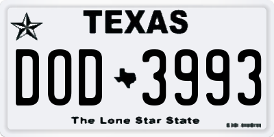 TX license plate DOD3993