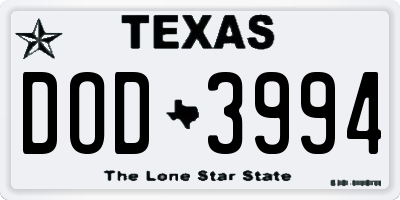 TX license plate DOD3994