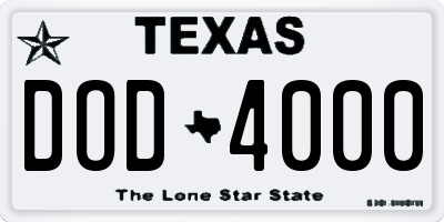 TX license plate DOD4000