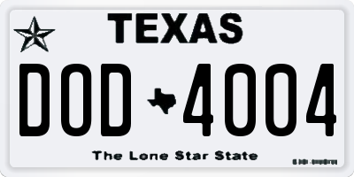 TX license plate DOD4004