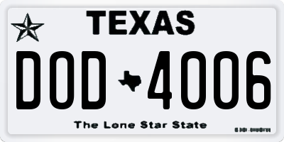 TX license plate DOD4006