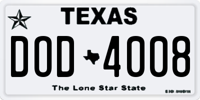 TX license plate DOD4008
