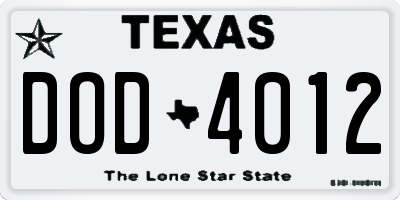 TX license plate DOD4012