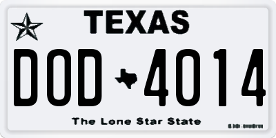 TX license plate DOD4014