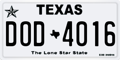 TX license plate DOD4016