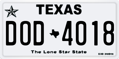 TX license plate DOD4018