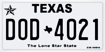 TX license plate DOD4021