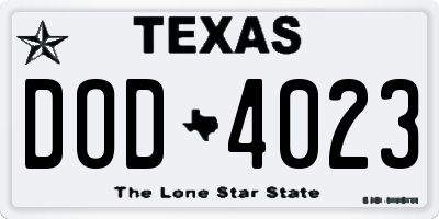 TX license plate DOD4023