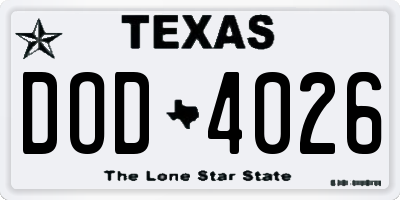 TX license plate DOD4026