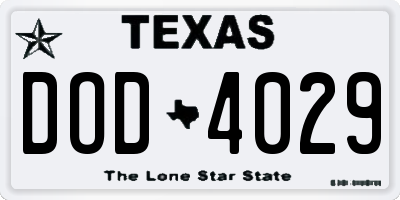 TX license plate DOD4029