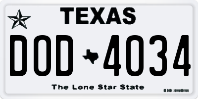 TX license plate DOD4034