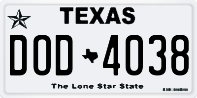 TX license plate DOD4038