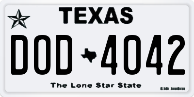 TX license plate DOD4042