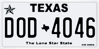 TX license plate DOD4046