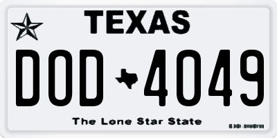 TX license plate DOD4049
