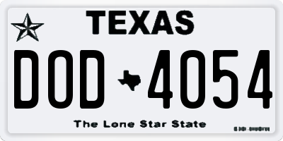 TX license plate DOD4054