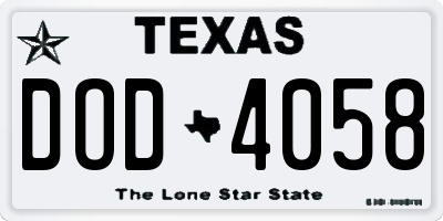 TX license plate DOD4058
