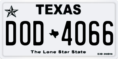 TX license plate DOD4066