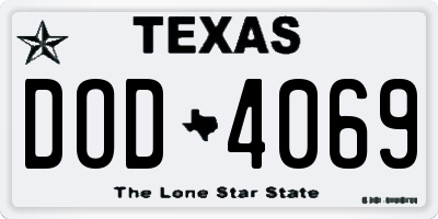 TX license plate DOD4069