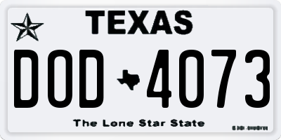 TX license plate DOD4073