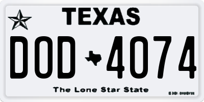 TX license plate DOD4074