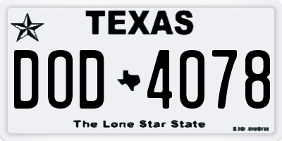 TX license plate DOD4078
