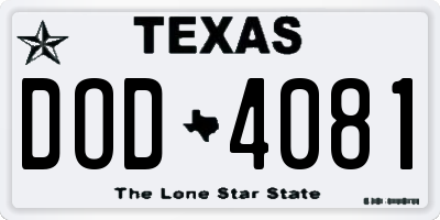 TX license plate DOD4081