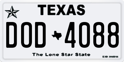 TX license plate DOD4088
