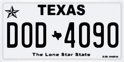 TX license plate DOD4090