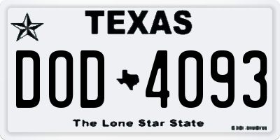 TX license plate DOD4093
