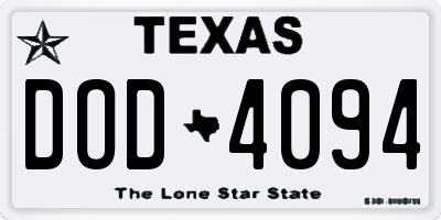 TX license plate DOD4094
