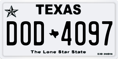 TX license plate DOD4097