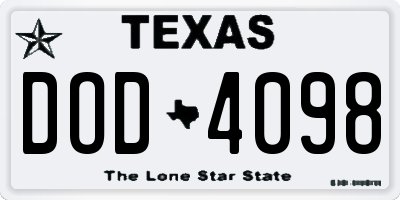 TX license plate DOD4098