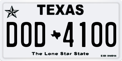 TX license plate DOD4100