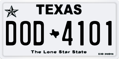 TX license plate DOD4101