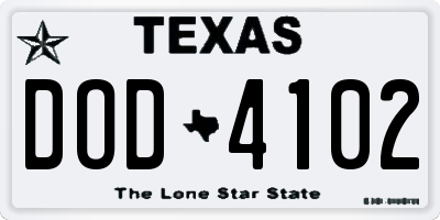 TX license plate DOD4102