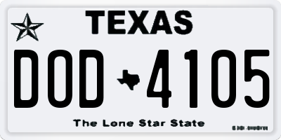 TX license plate DOD4105